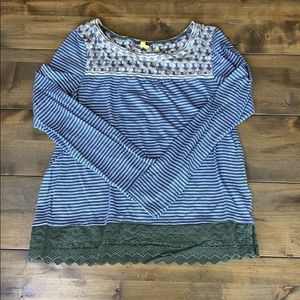 Anthro Little Yellow Button striped top